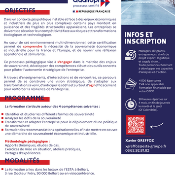 Lancement du nouveau cycle de formation « Souveraineté industrielle"